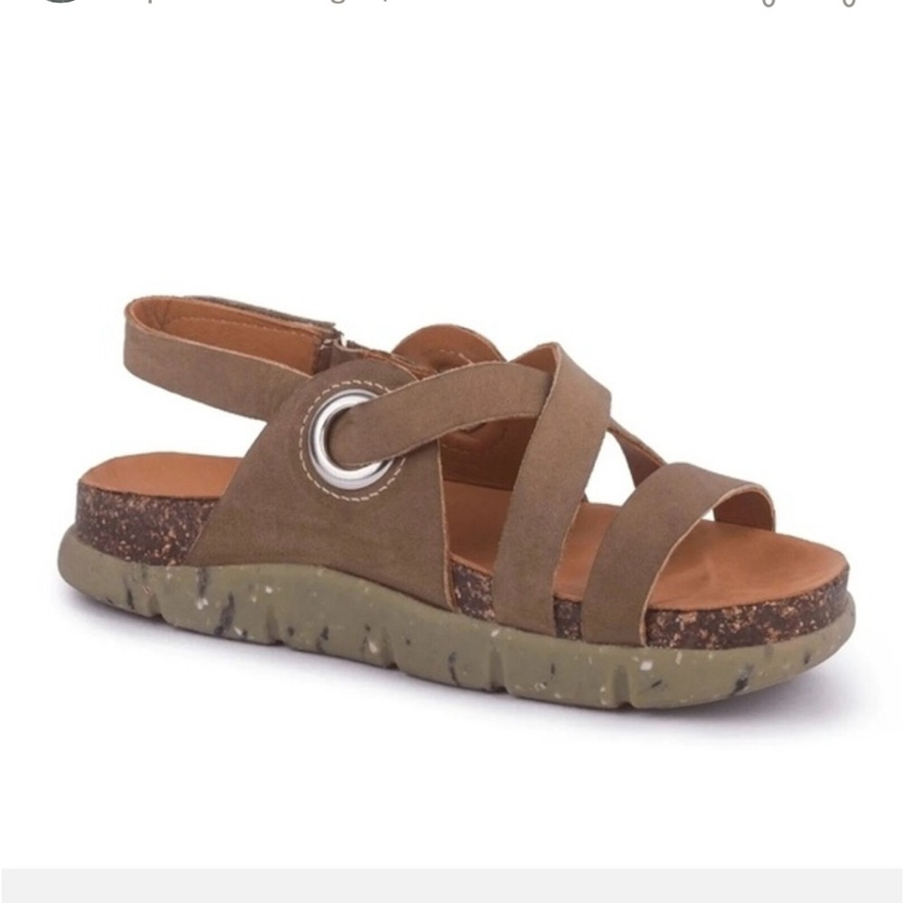 KALSO DALYLA NEGATIVE HEEL CUIR OLIVE Earth WOMENS LEATHER SANDALS Size 8.5